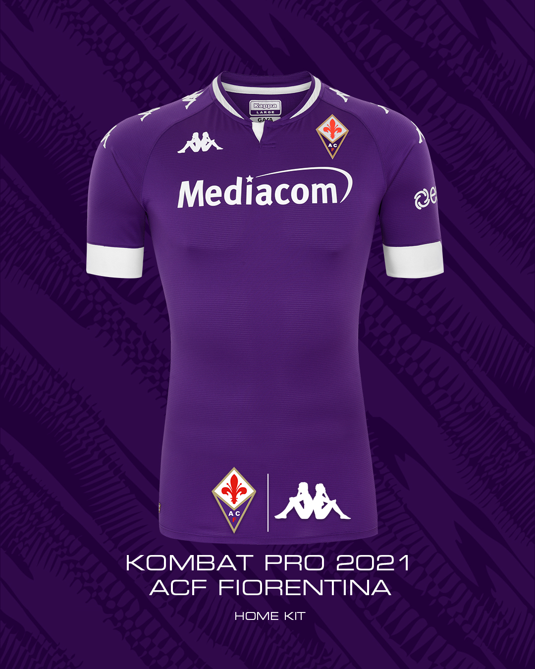 Fiorentina Kappa Completino Kombat Home Replica 2020/2021 3 Anni Prodotto Ufficiale 